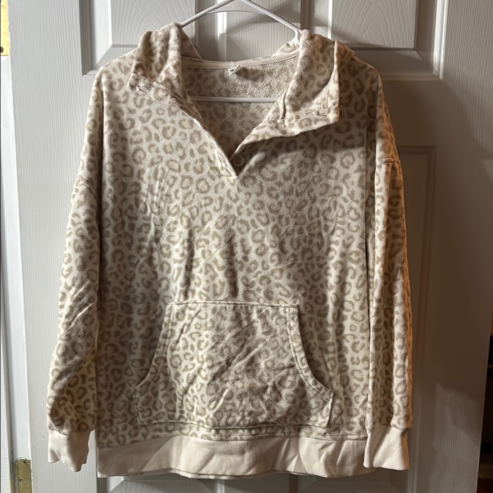 Leopard Print Fleece Hoodie
